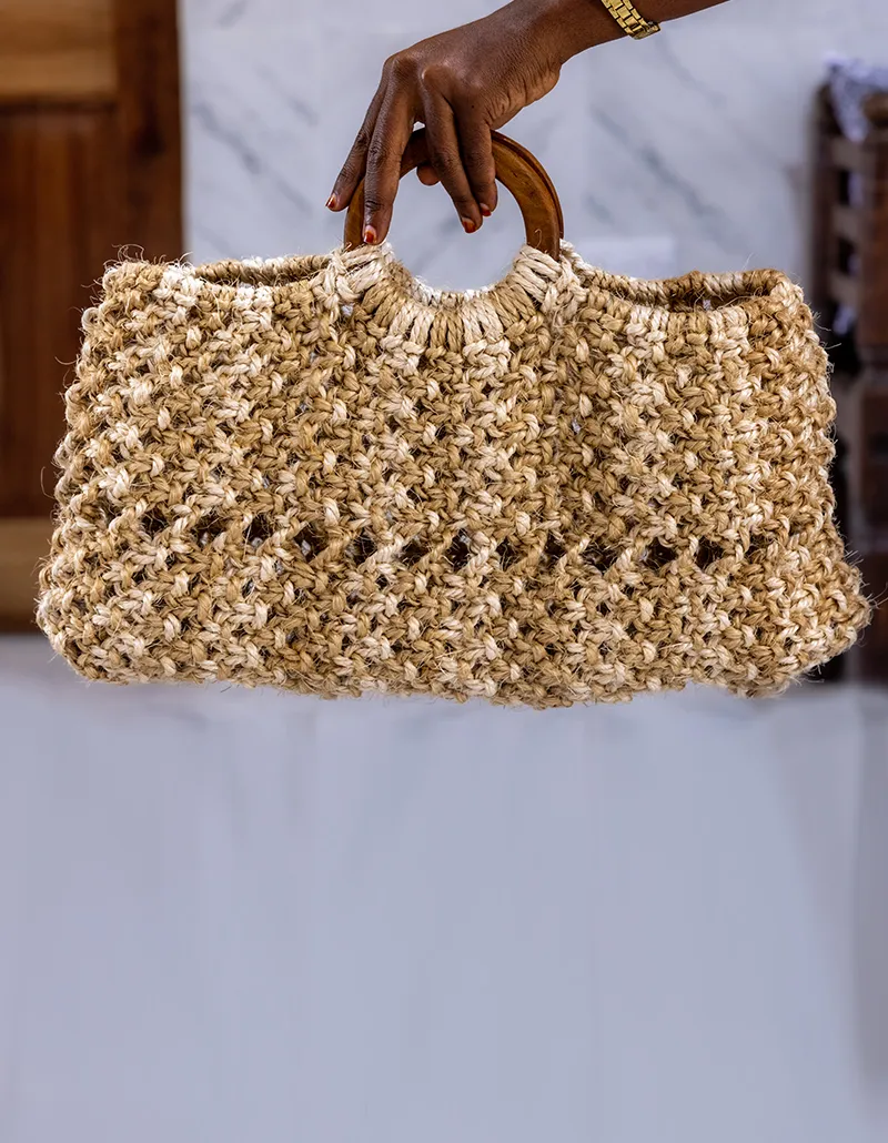 Multiple Stripes Sisal Bag